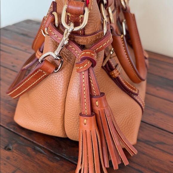 Dooney & Bourke Bristol Caramel Leather Satchel With Detachable Strap. - Picture 6 of 17